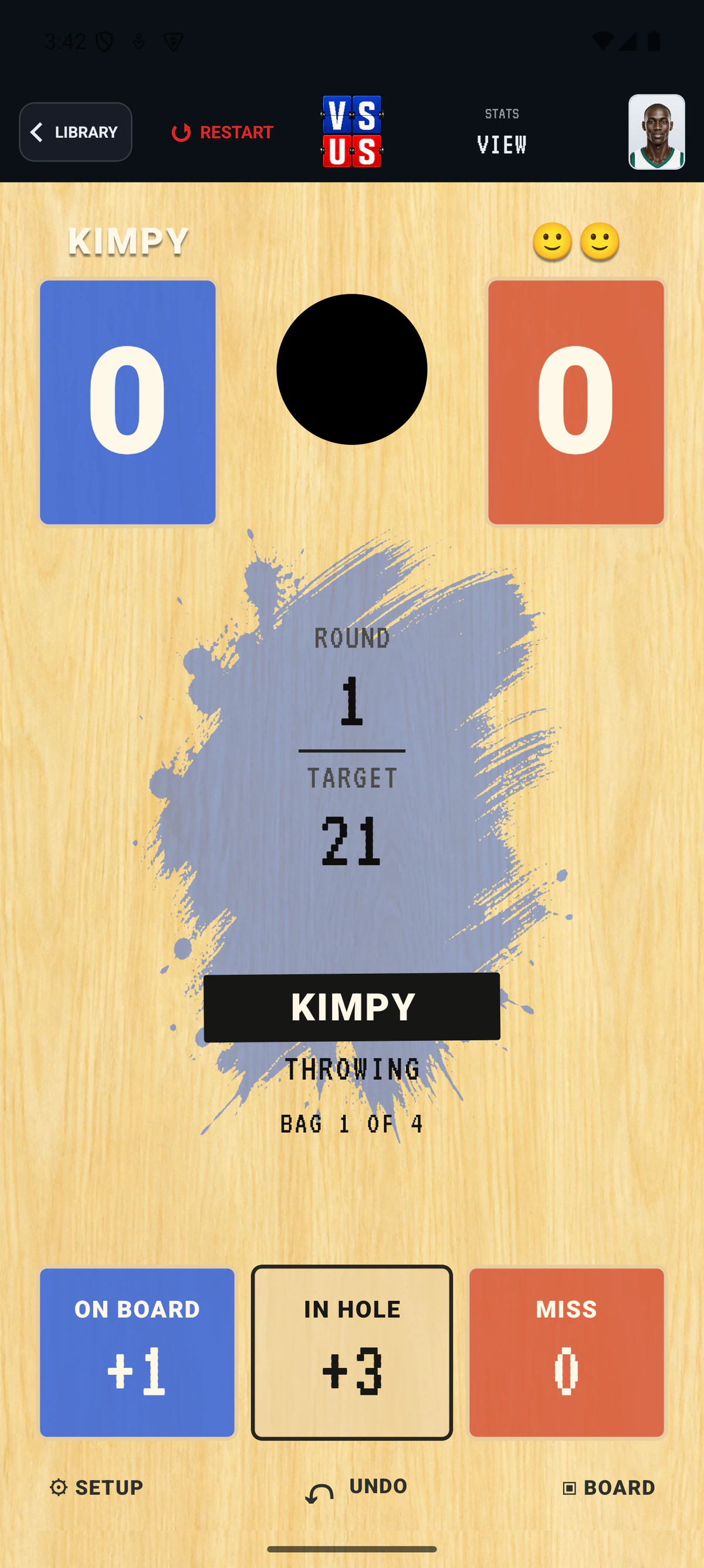 Backyard Cornhole scoring skin in the current VS US app