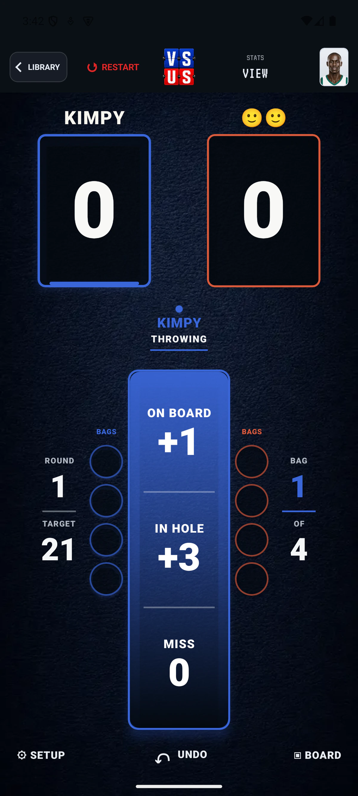Classic Cornhole scoring skin in the current VS US app