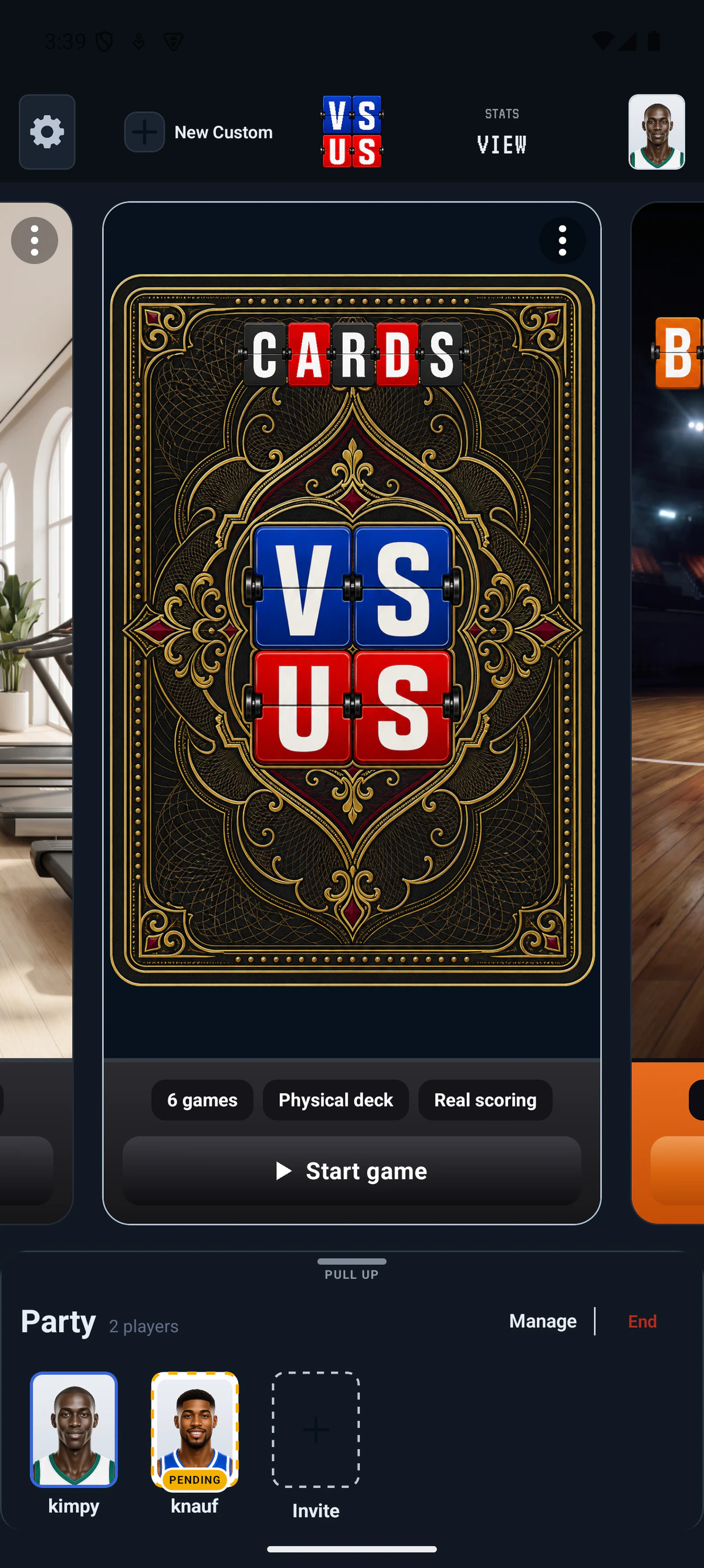 Cards selected in the current VS US Library