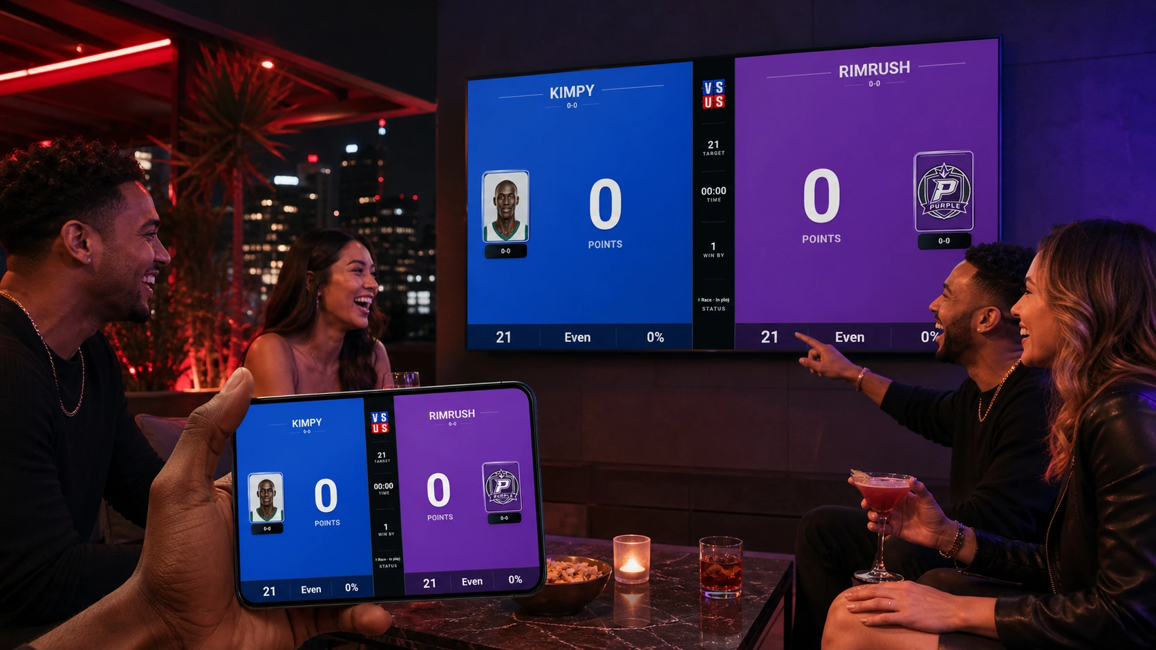 Custom games scoring and live display in use with VS US