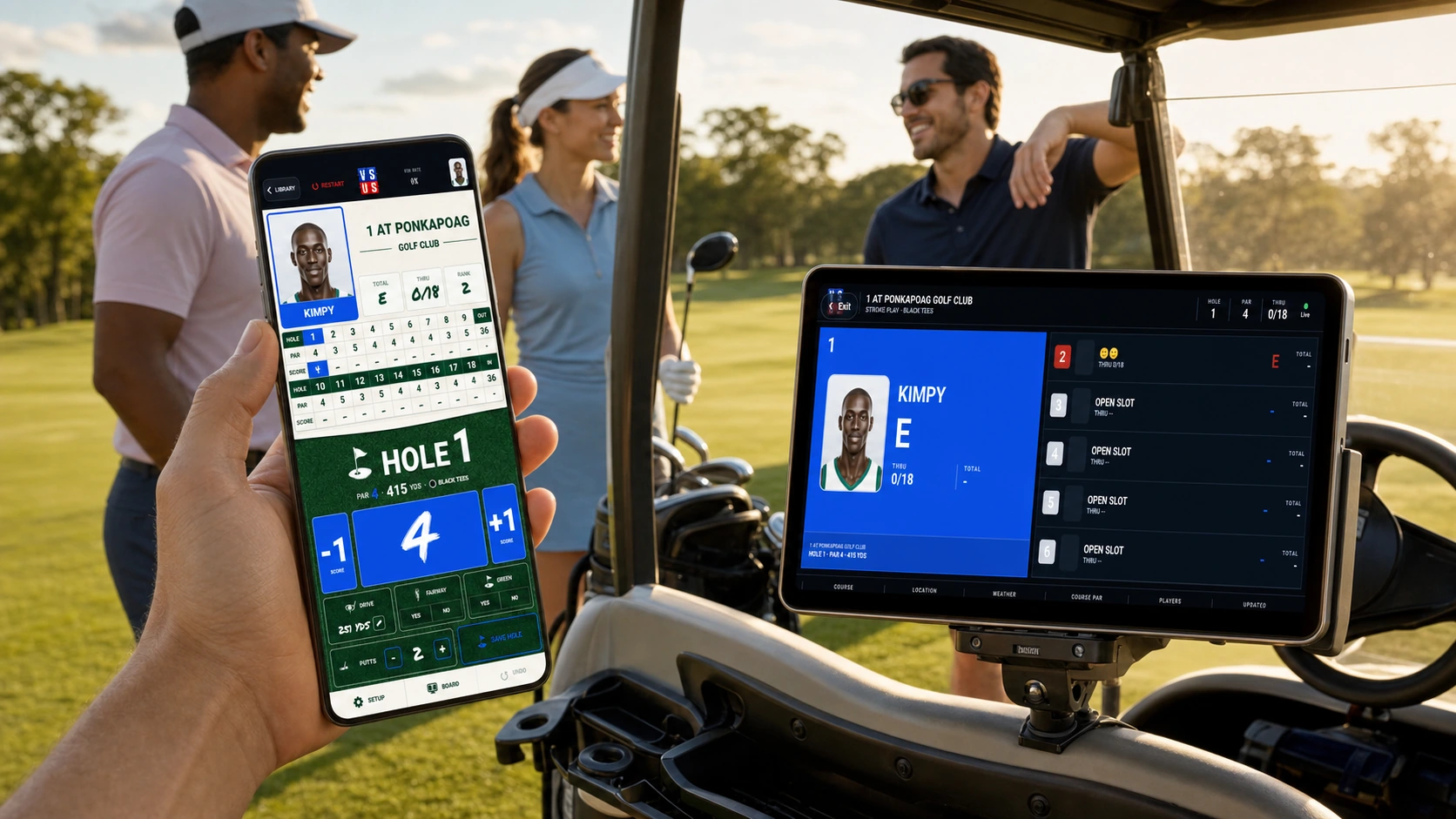 Golf scoring and live display in use with VS US